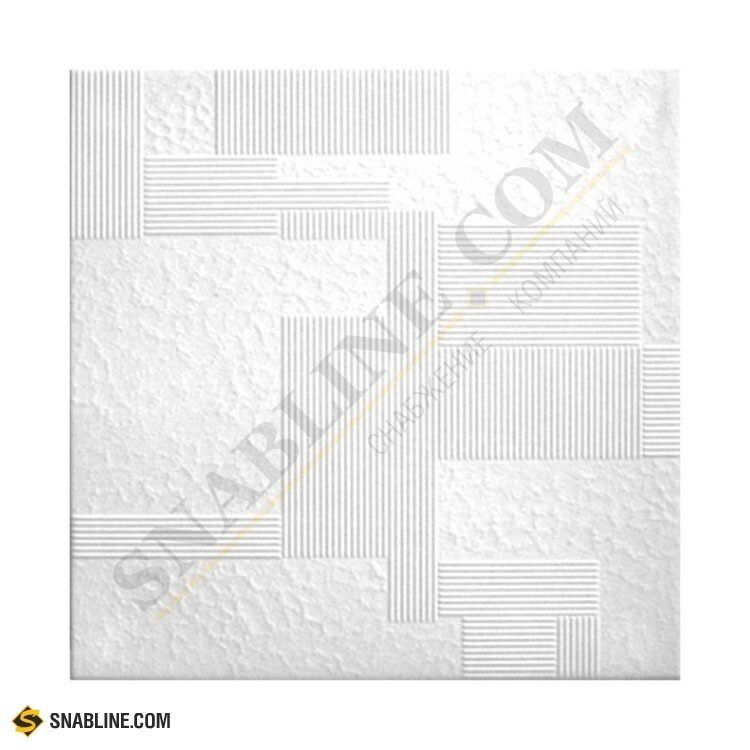 Плита потолочная SOLID (СОЛИД) С2049 белая пенополистирол (8 шт./уп.=2 м), 500x500 мм