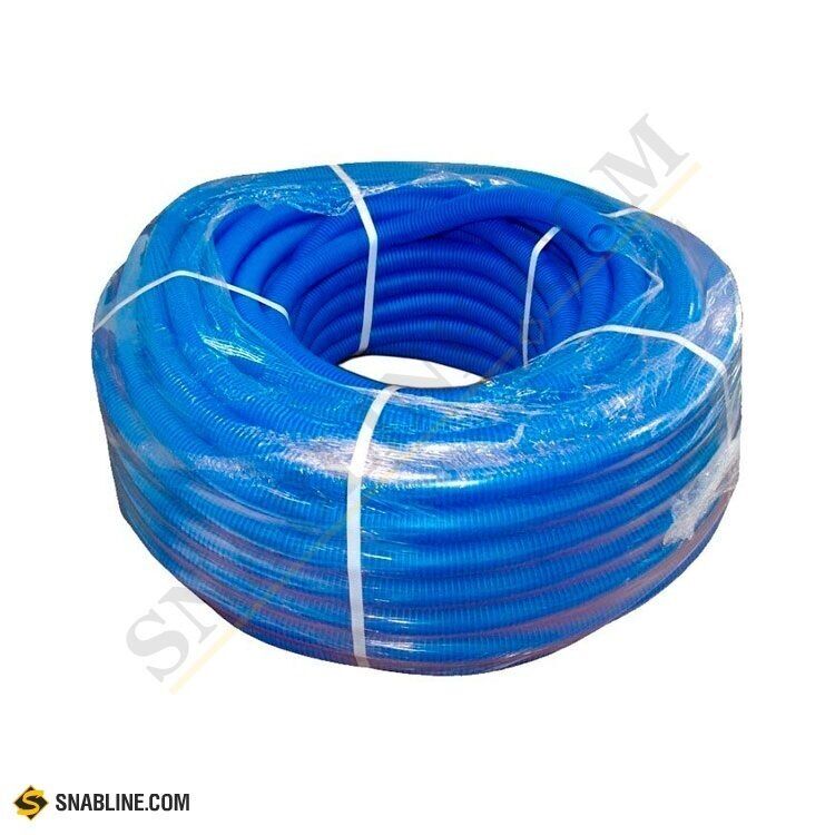 Труба (кожух) гофрированная СТС для металлопластиковых труб цвет синий, d=32/20 мм L=50 м