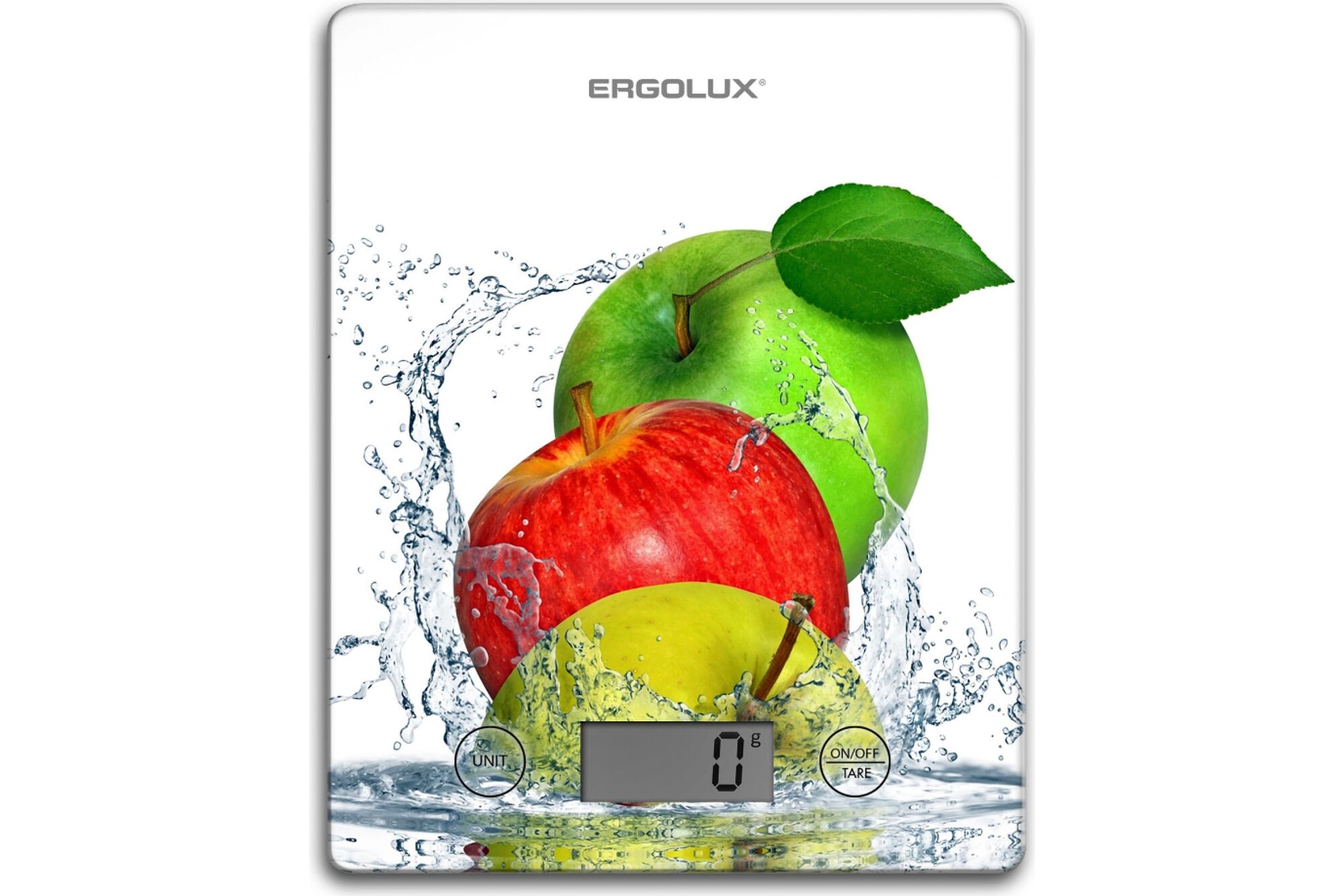 Кухонные весы ERGOLUX ELX-SK02-С01 белые, яблоки до 5 кг, 195х142 мм 13602