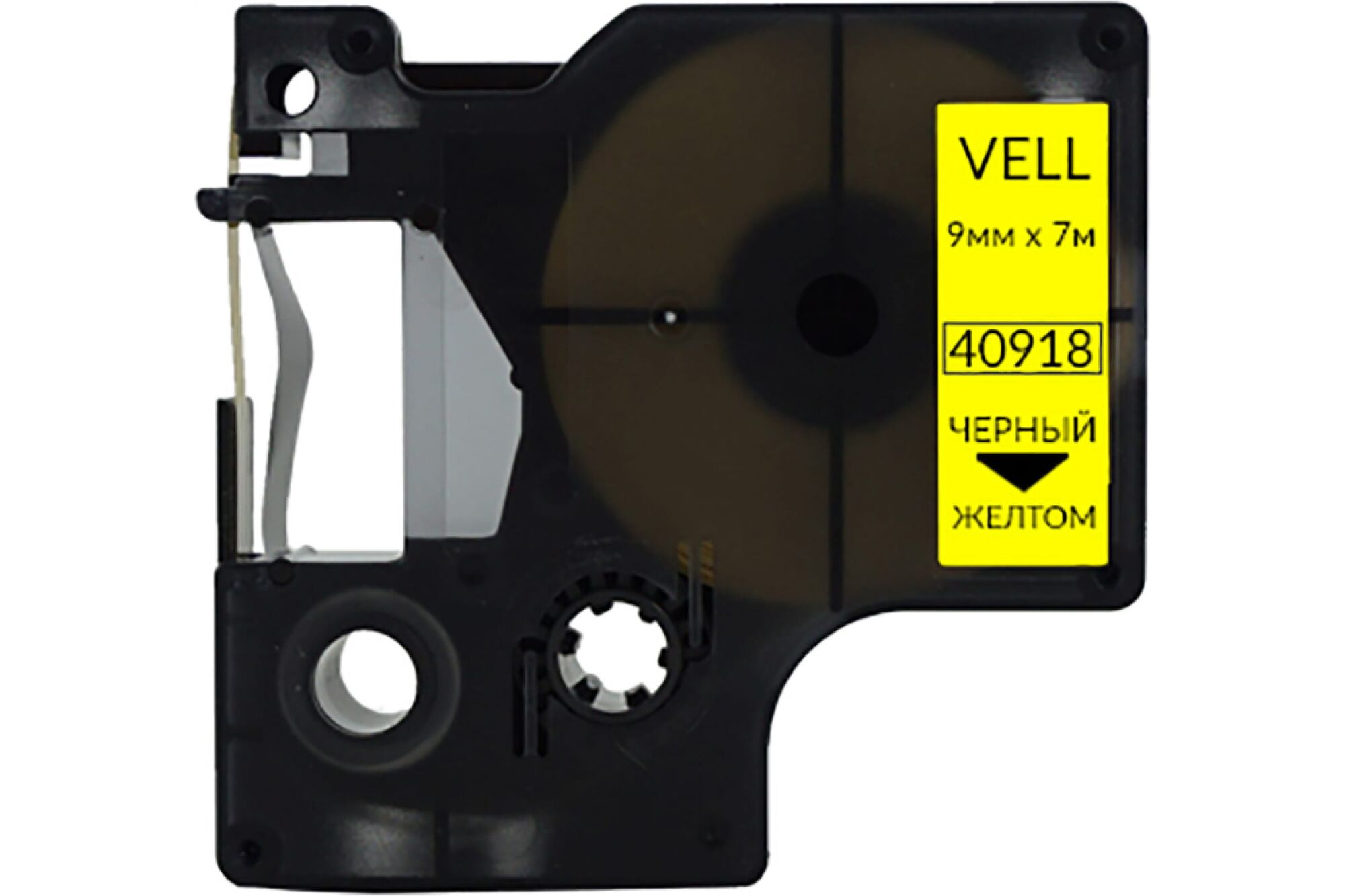 Лента Vell VL-D-S0720730/40918 9 мм, черный на желтом, для LM 210D/PnP/280/420P/500TS/Rhino 328638