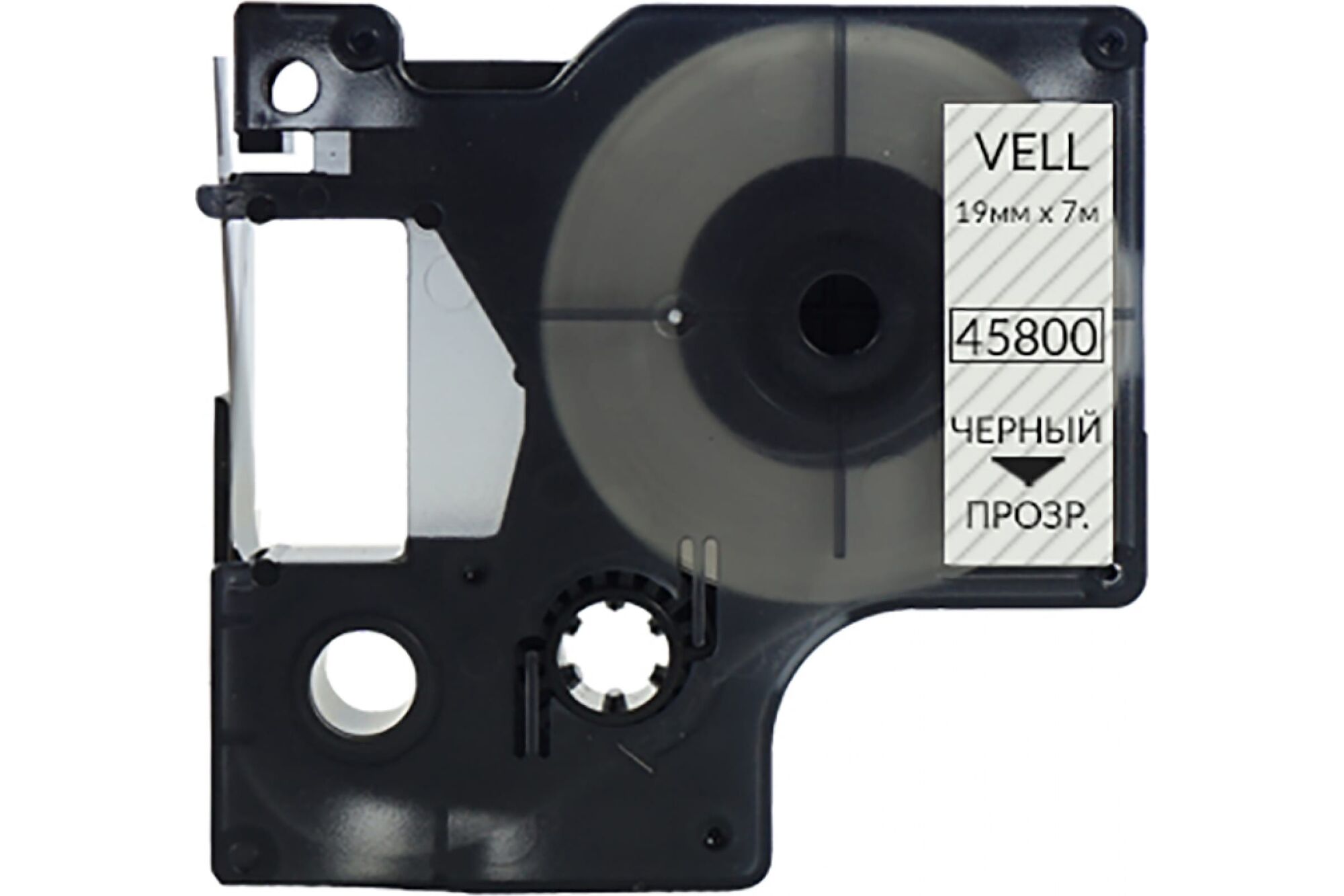 Лента Vell VL-D-S0720820/45800 19 мм, черный на прозрачном, для 420P/500TS/Rhino 5200/6000 328673