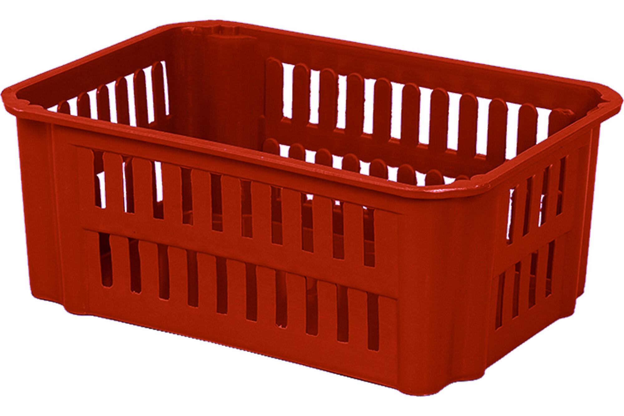 Перфорированный красный ящик для хранения и переноски продуктов Тара.ру п/э 323х223х124 23073