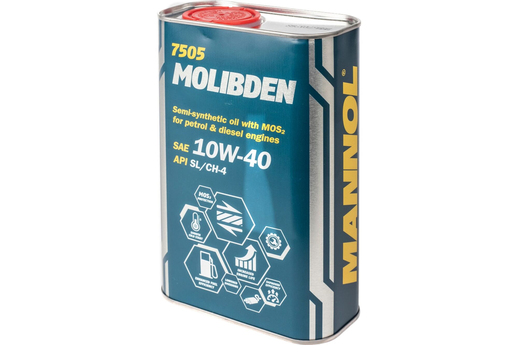 Полусинтетическое моторное масло MANNOL MOLIBDEN 10W40 Metal, 1 л 1120M