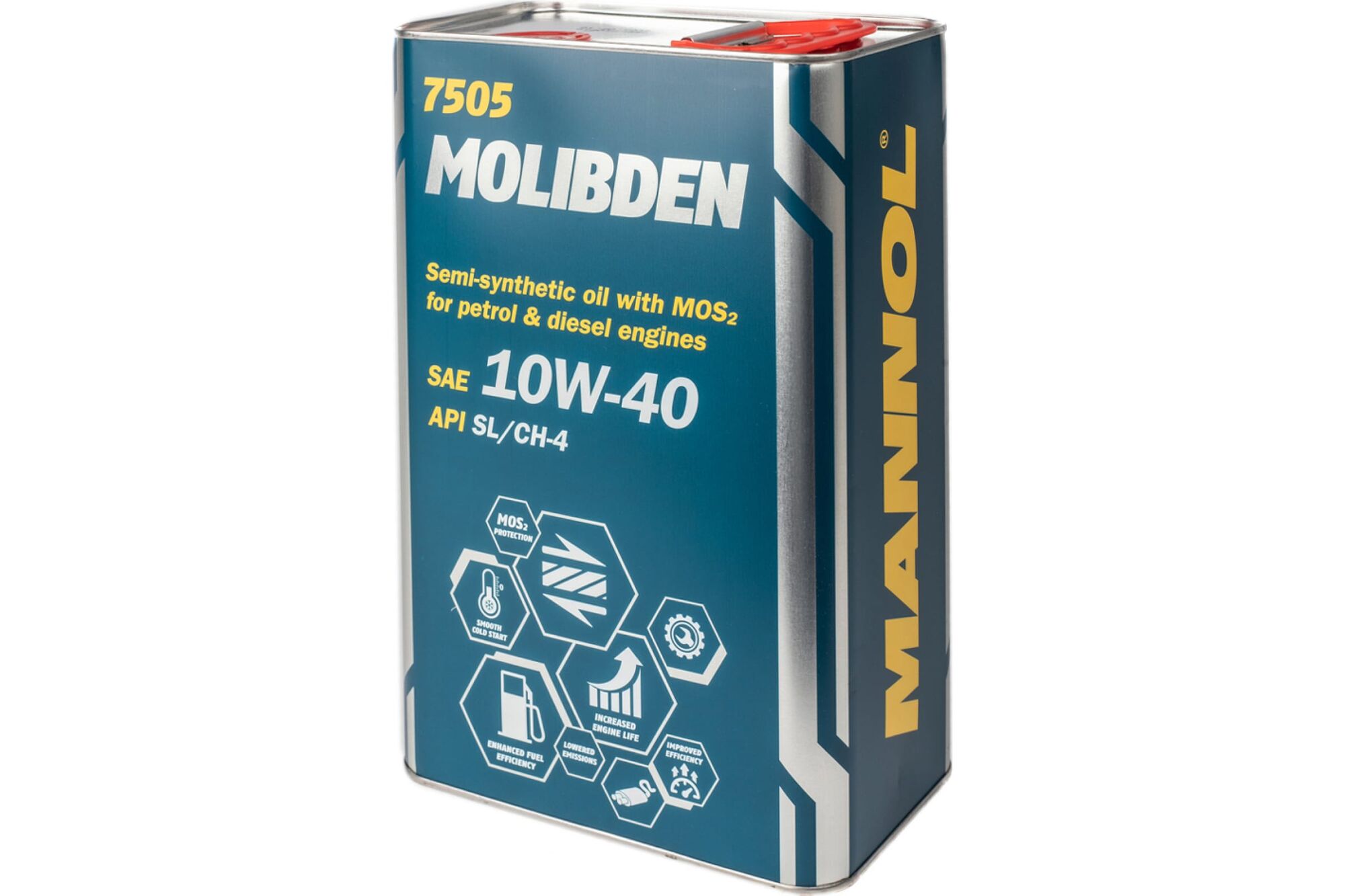 Полусинтетическое моторное масло MANNOL MOLIBDEN 10W40 Metal, 4 л 1121M Mannol
