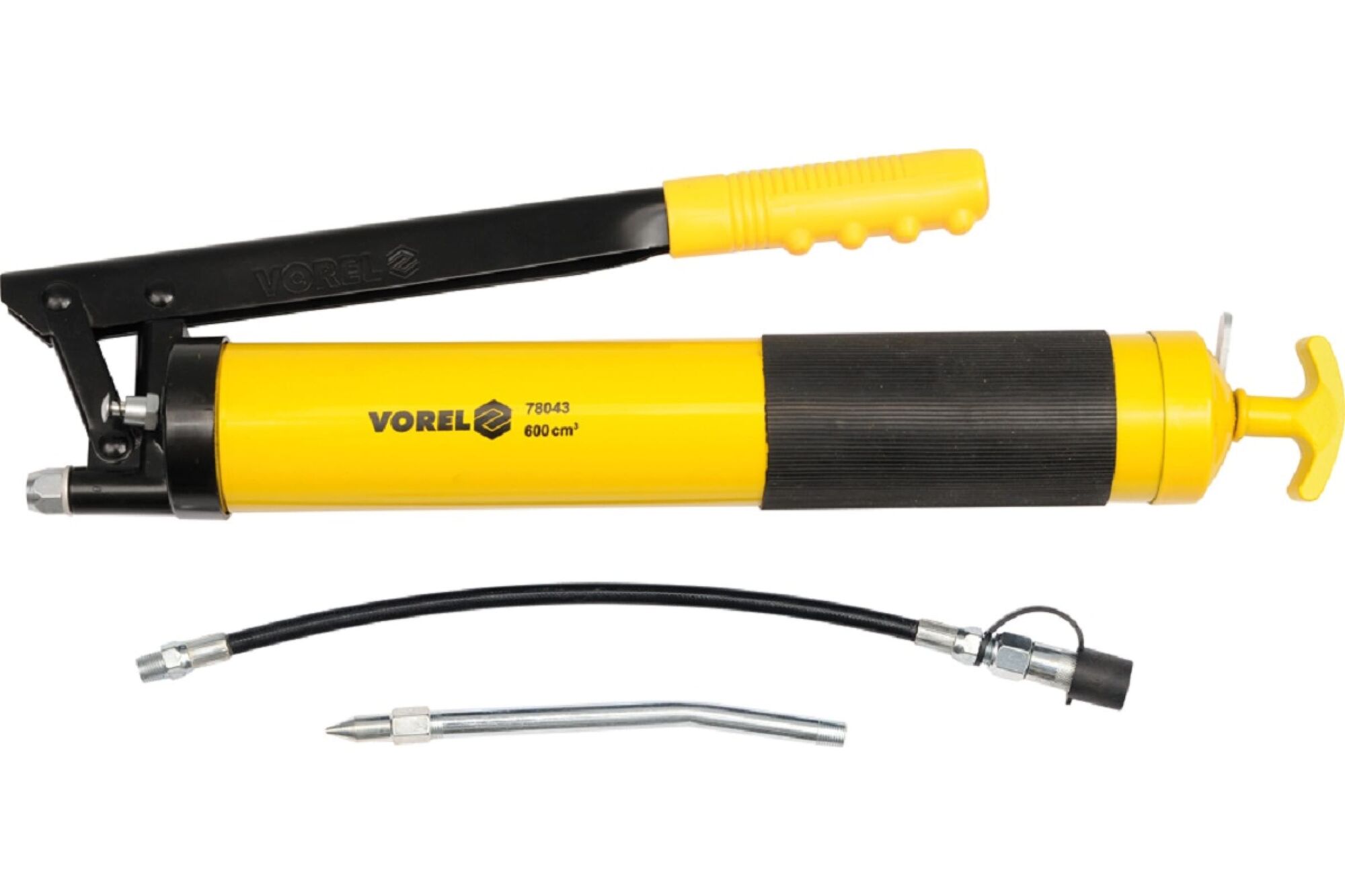 Рычажно-плунжерый шприц для консистентной смазки VOREL гиб.шл., 600 мл 78043