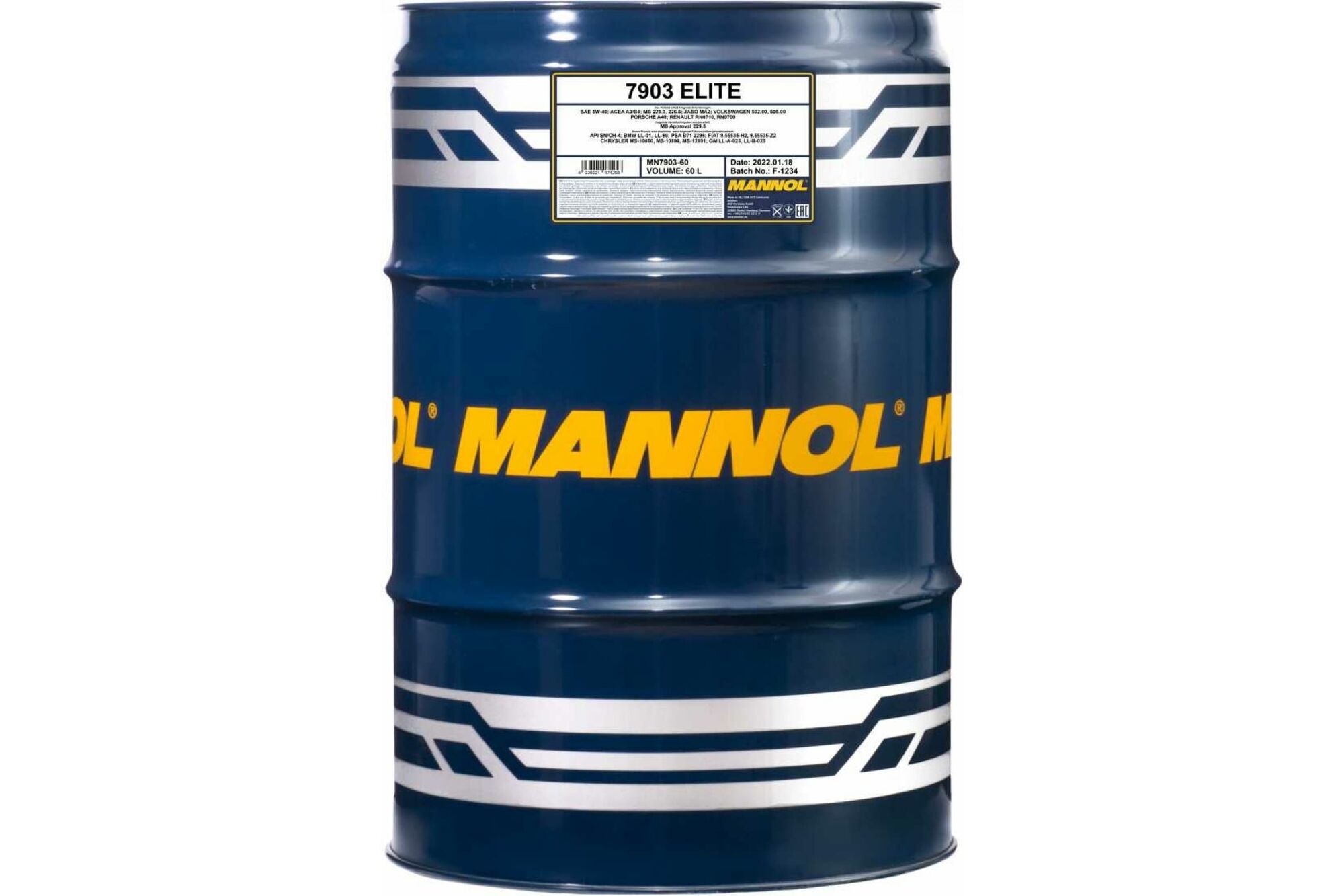 Синтетическое моторное масло MANNOL ELITE 5W-40, 60 л 1008