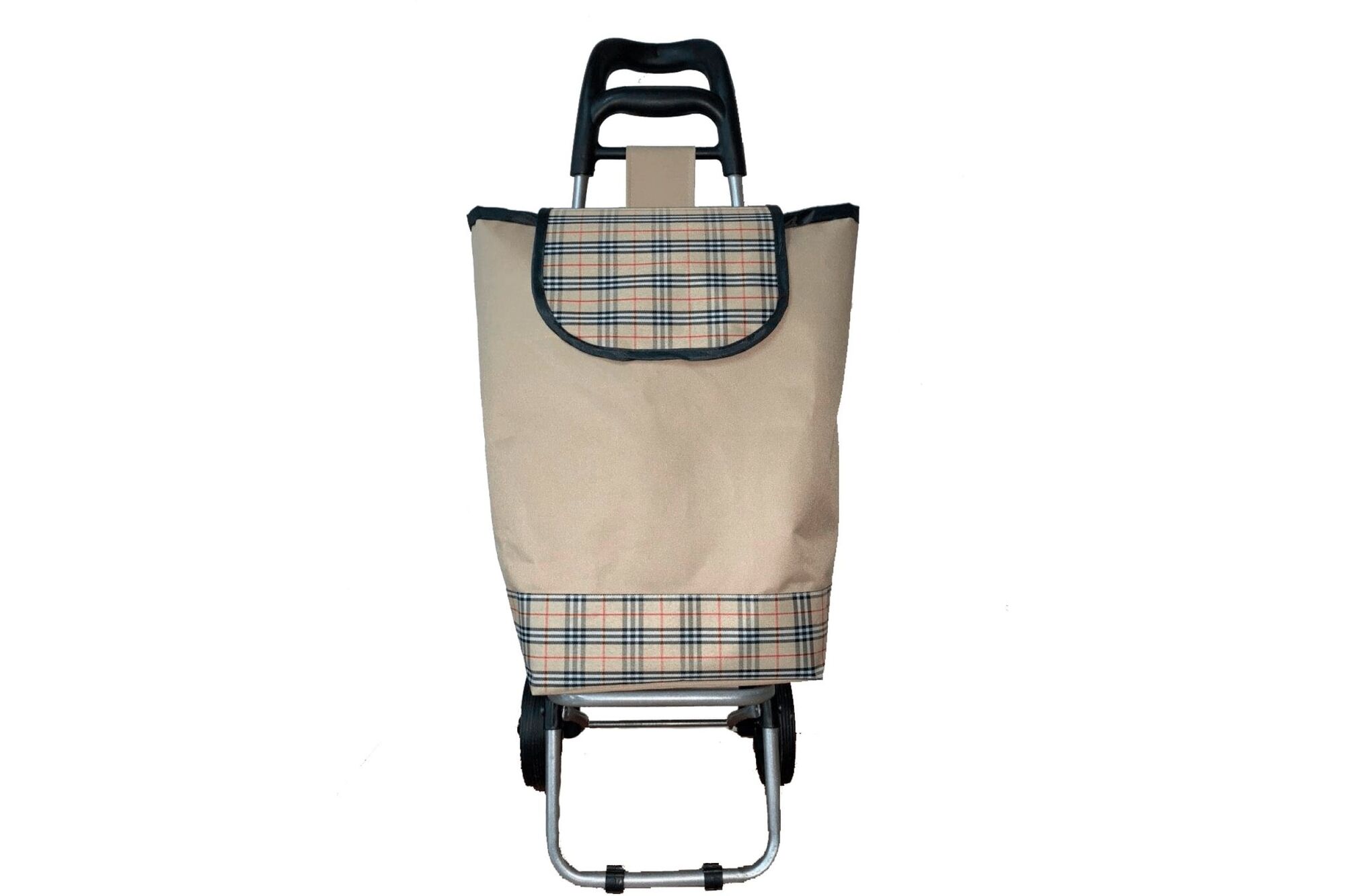 Хозяйственная тележка на 2 колесах FlexMet с сумкой, ткань, бежевая №1 ТХС01