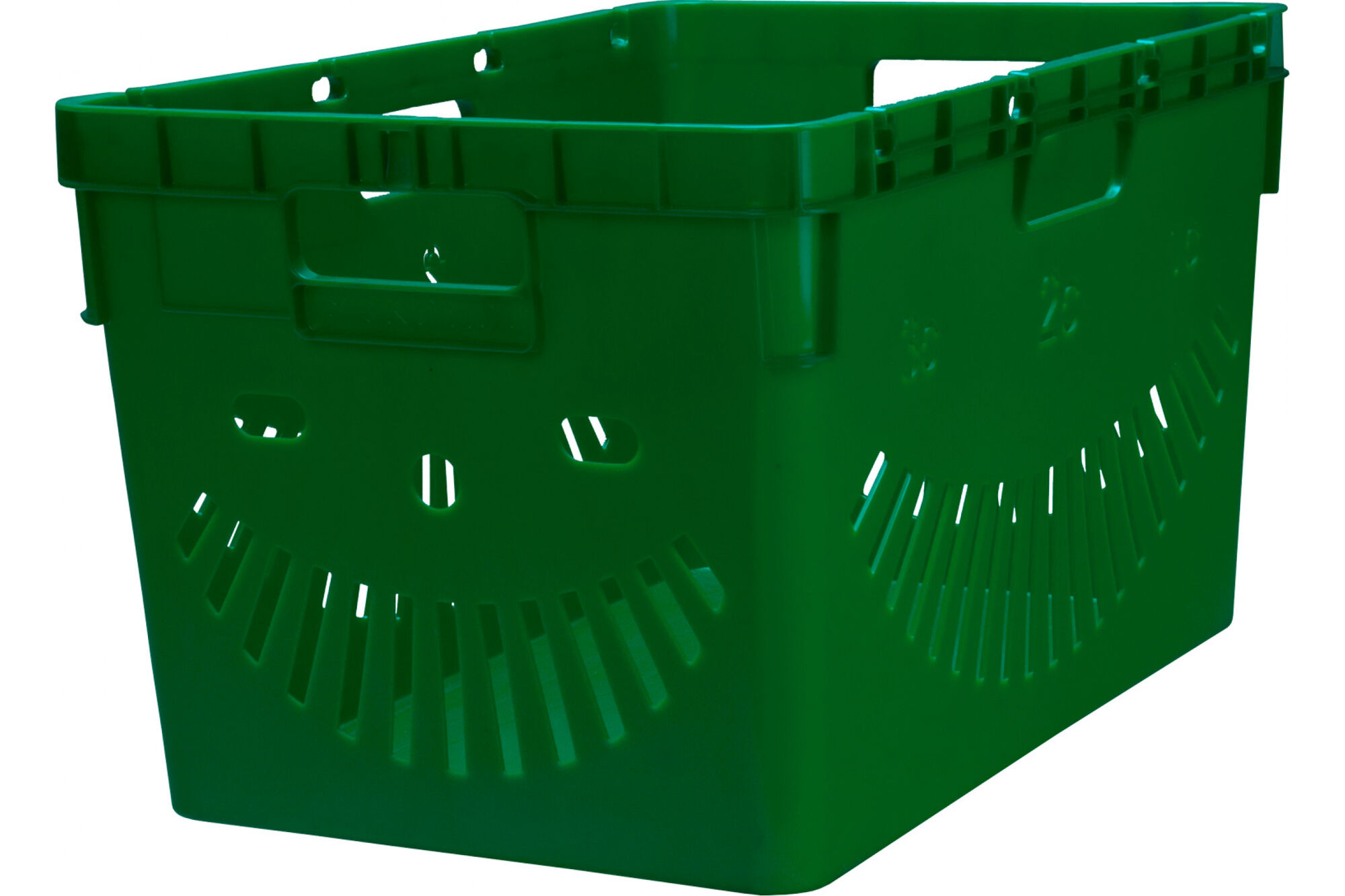 Ящик Тара.ру п/э, 600x400x340, перфорированный, стенки с отверстиями для пакетов, зеленый 10836