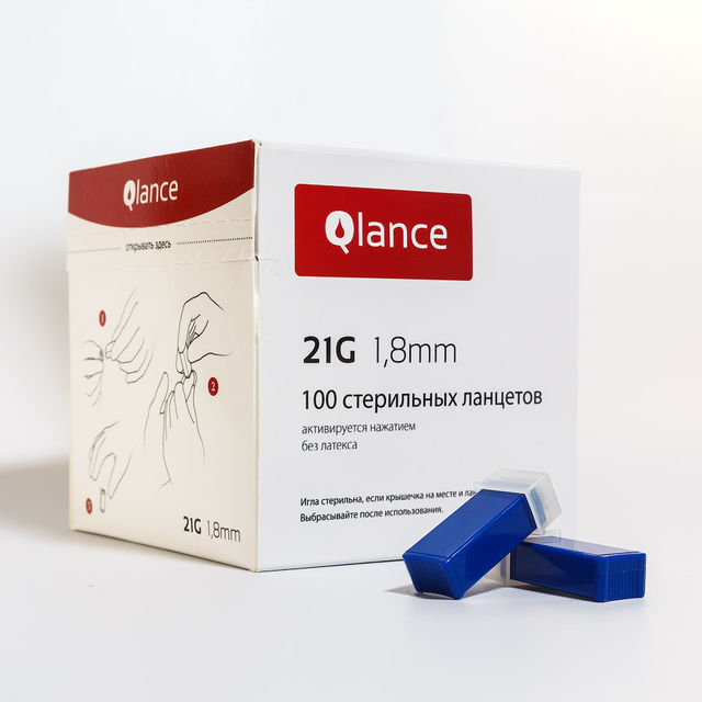 Ланцет медицинский для забора капиллярной крови из пальца 21G 1,8 мм Qlance Universal