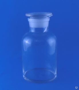 Склянка для реактивов светлое стекло с притёртой пробкой 1000 мл, широкое горло - без градуировки 
