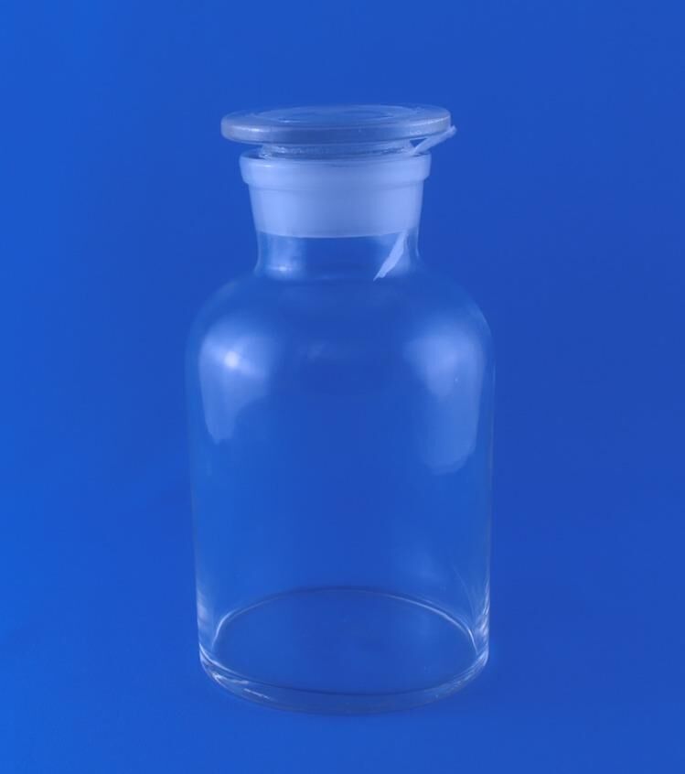Склянка для реактивов светлое стекло с притёртой пробкой 1000 мл, широкое горло - без градуировки