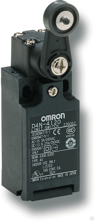Выключатель концевой 1NC + 1NO, регулируемый рычаг с роликом, Omron D4N-412G