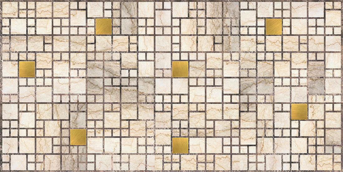 Гибкая панель ПВХ Мозаика Мрамор с золотом 955х480 мм