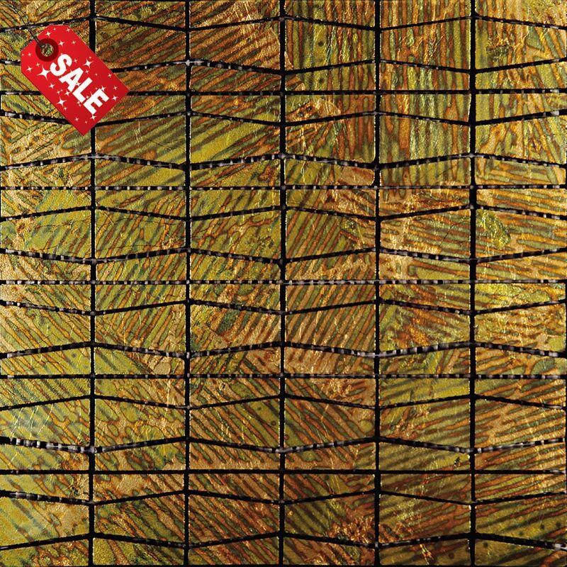 Мозаика Skalini Fire dance FDC-5 Мрамор зеленый, золото, поверхность микс