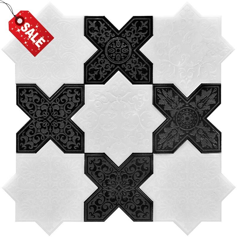 Мозаика Skalini Pantheon PNT (WHITE-BLACK) Мрамор белый, черный, поверхность микс