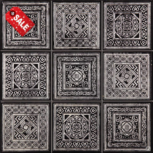 Мозаика Skalini Trafalgar TRG-3 Мрамор черный, серебро, поверхность микс 