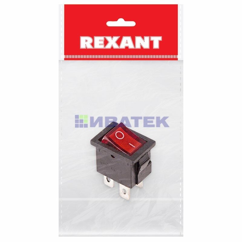 Выключатель клавишный 250V 6А (4с) ON-OFF красный с подсветкой Mini (RWB-207, SC-768) REXANT Индивидуальная упаковка 1 ш