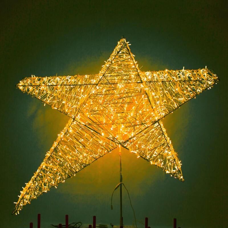 Верхушка световая из стеклонити Гагаринская звезда для елки 10-20м Цвет золото 1.5м