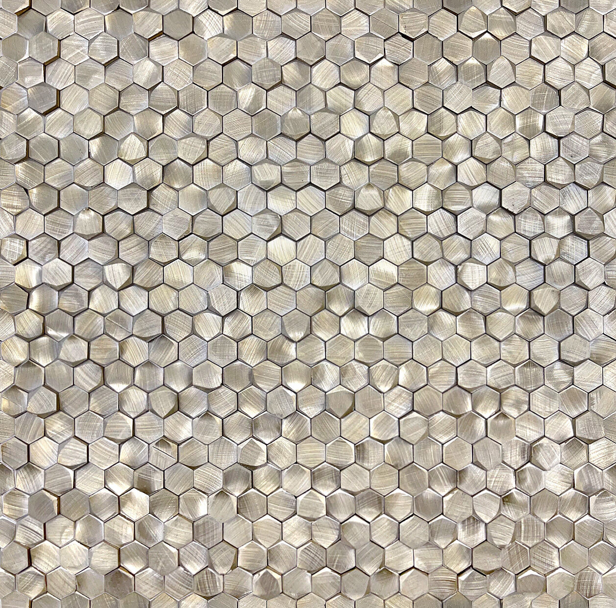 Керамическая плитка Керамин Caramelle Alchimia 3D Hexagon Gold Серая Глянцевая Мозаика 29,7х30,6 (0,8х1,4)