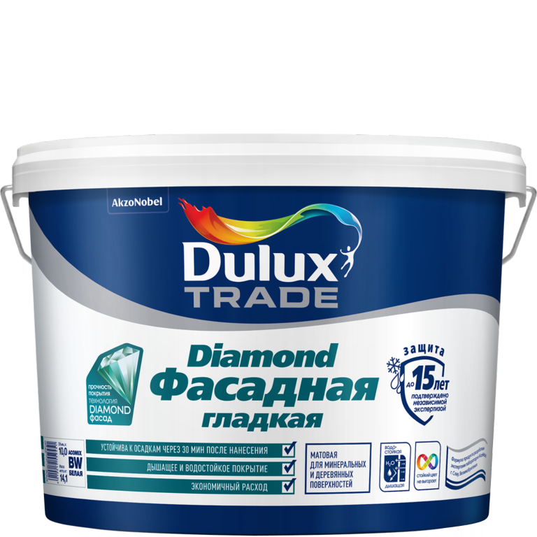 Краска Dulux PROF DIAMOND BС 9л краска Фасадная гладкая матовая 5183714