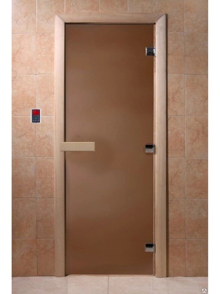 Дверь стеклянная, бронза матовая 1800х700 «Теплая ночь», сосна (DoorWood) Сауны, бани, оборудование