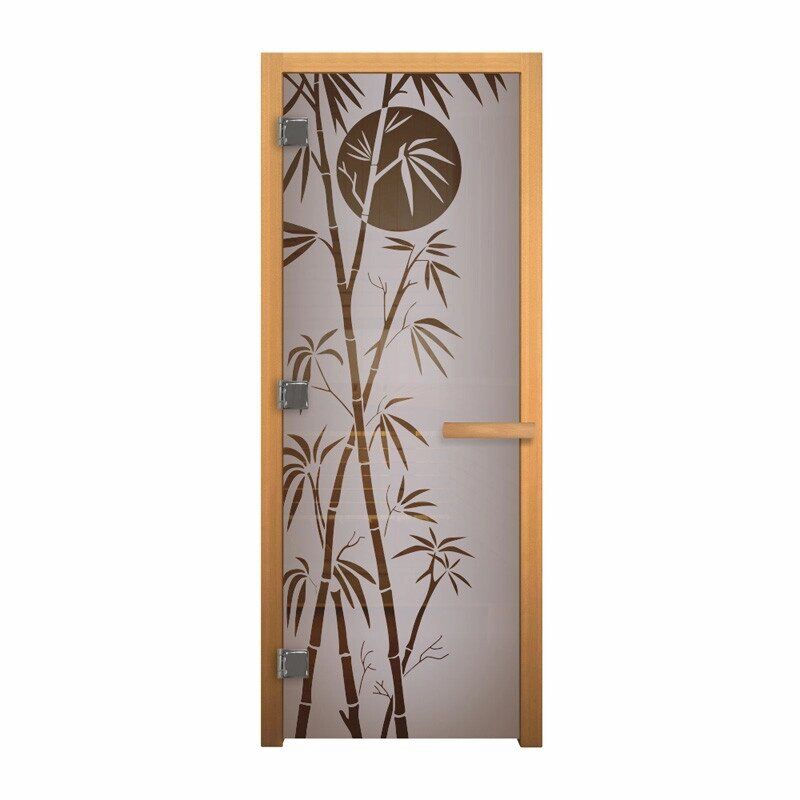 Дверь стекло Сатин Матовая "Бамбук" 1900х700 мм (8мм, 3 петли 710) (Магнит) (Осина) Везувий Входные двери