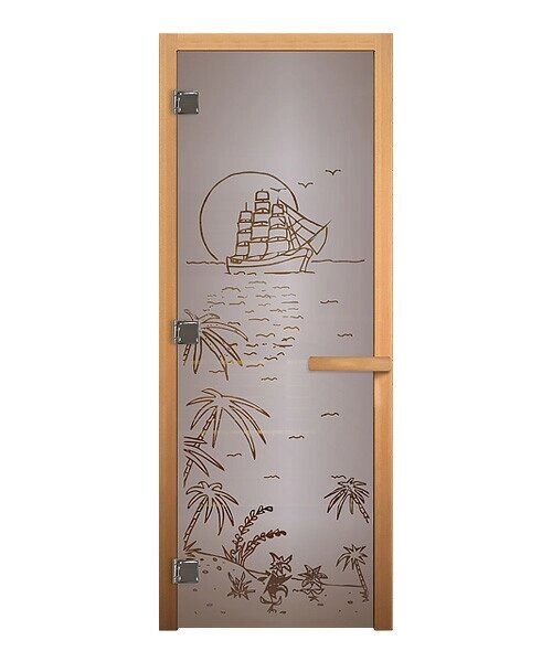 Дверь стекло Сатин Матовая "Лагуна" 1900х700 мм (8мм, 3 петли 710) (Магнит) (Осина) Везувий Входные двери