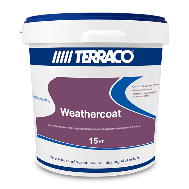 Гидроизоляционное покрытие двухкомпонентное цементное Terraco Weathercoat