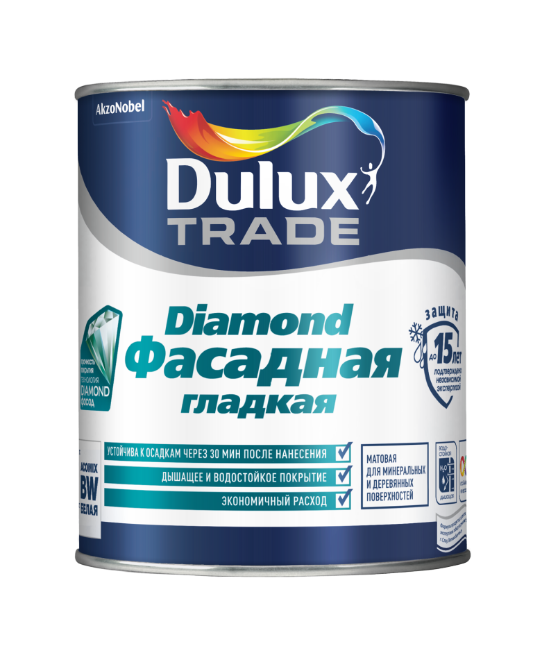 Краска Dulux Trade DIAMOND BС 0,9 л. Фасадная гладкая матовая 5255347