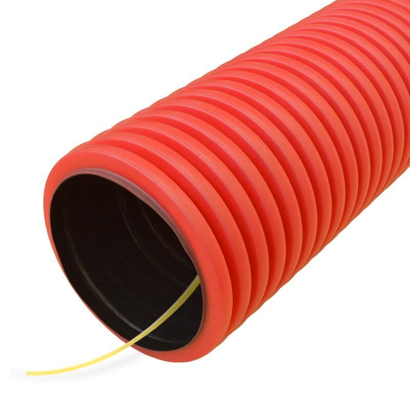 Труба гофрированная двустенная ПНД гибкая d 63 мм с протяжкой SN18 450 цвет красный (уп 50 м) Промрукав PR15.0114