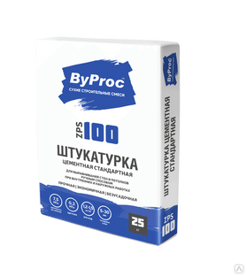 Штукатурка цементная Стандартная Byproc ZPS-100 25кг Бипрок 