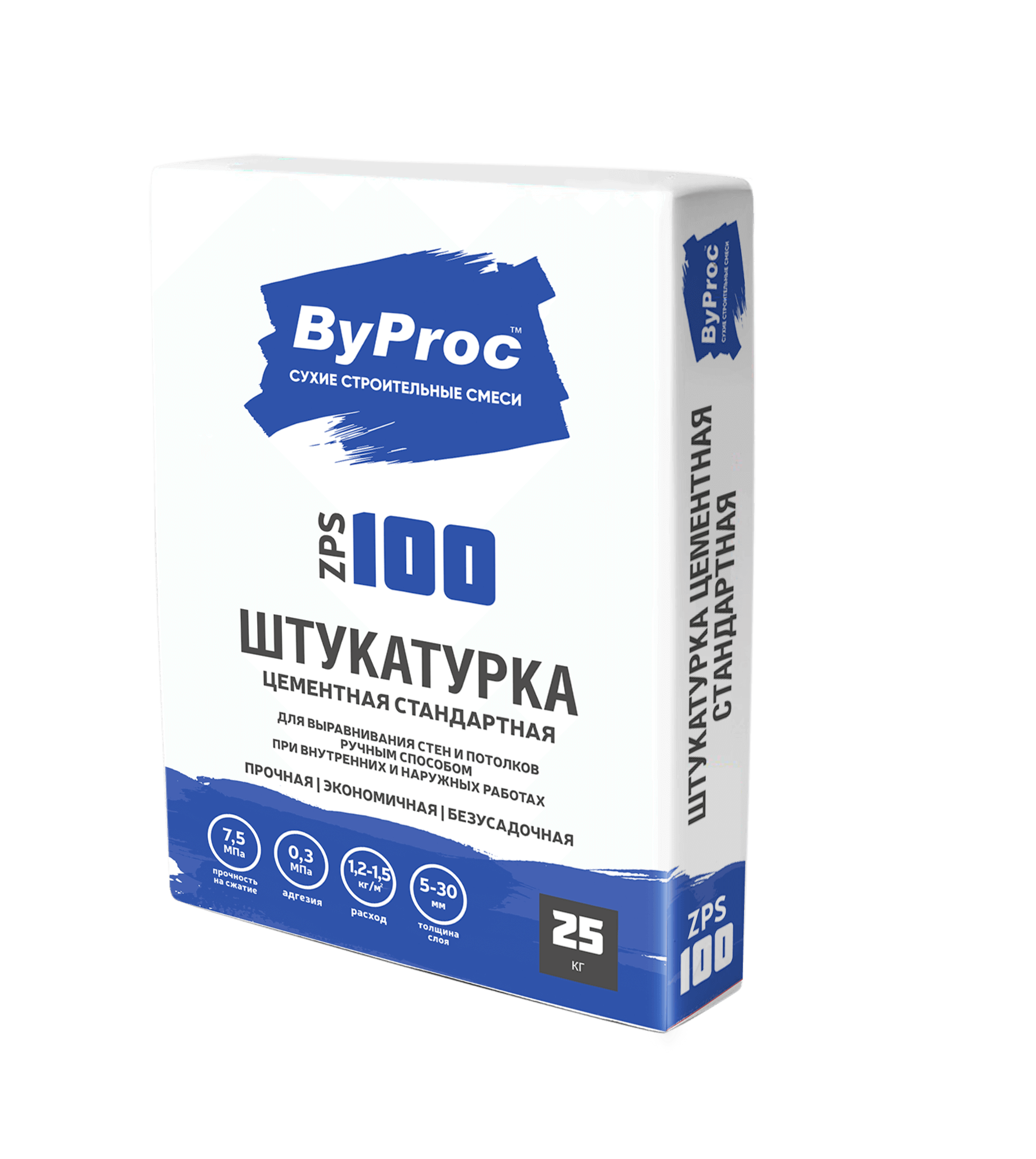 Штукатурка цементная Стандартная Byproc ZPS-100 25кг Бипрок