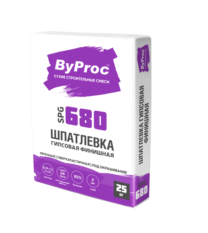 Шпатлевка гипсовая суперфинишная Byproc SPG-680 25кг Бипрок