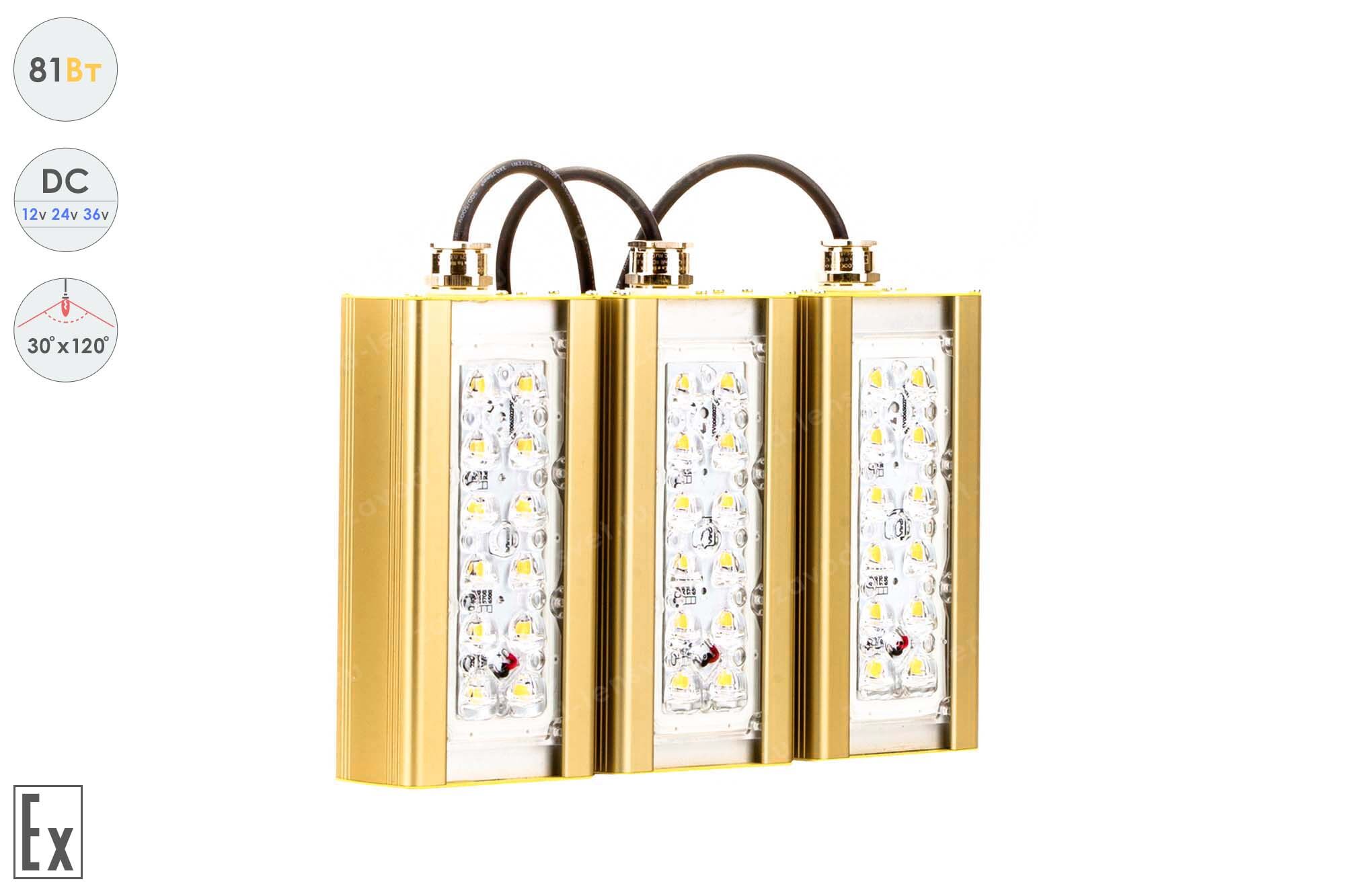 Светодиодный светильник Низковольтный Магистраль Взрывозащищенная GOLD, консоль K-3, 81 Вт, 30X120°