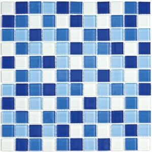 Мозаика стеклянная Bonaparte Blue Wave-3 (глянцевая), 25*25*4 мм, 300*300 мм