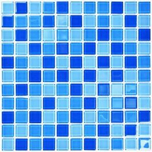 Мозаика стеклянная Bonaparte Blue Wave-1 (глянцевая), 25*25*4 мм, 300*300 мм