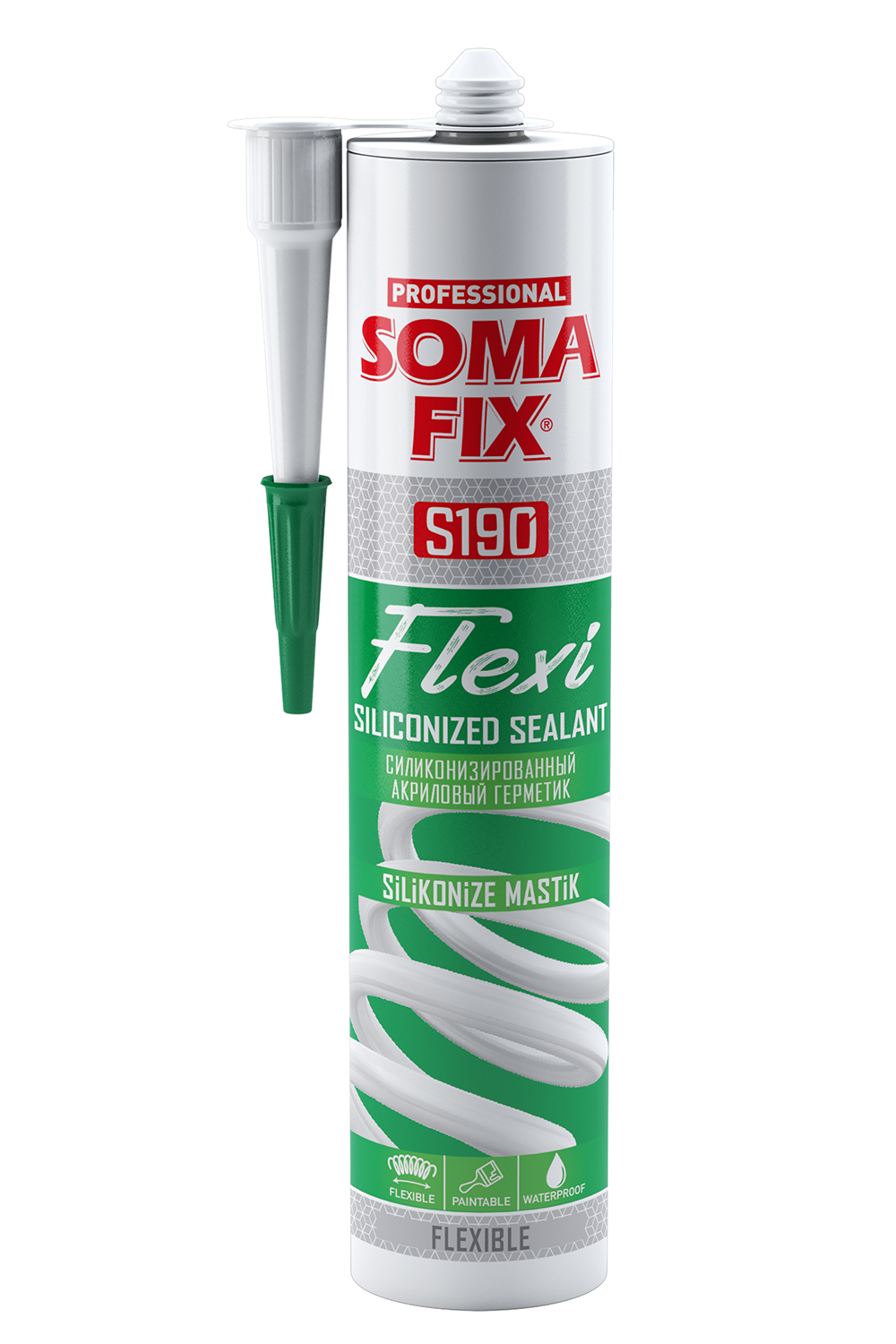 Акриловый герметик SOMA FIX силиконизированный FLEXI 310 мл., белый