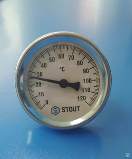 Термометр STOUT биметалл с погружной гильзой корпус 63 мм, гильза 50 мм, 1/2" с самоуплотн 0..120С 