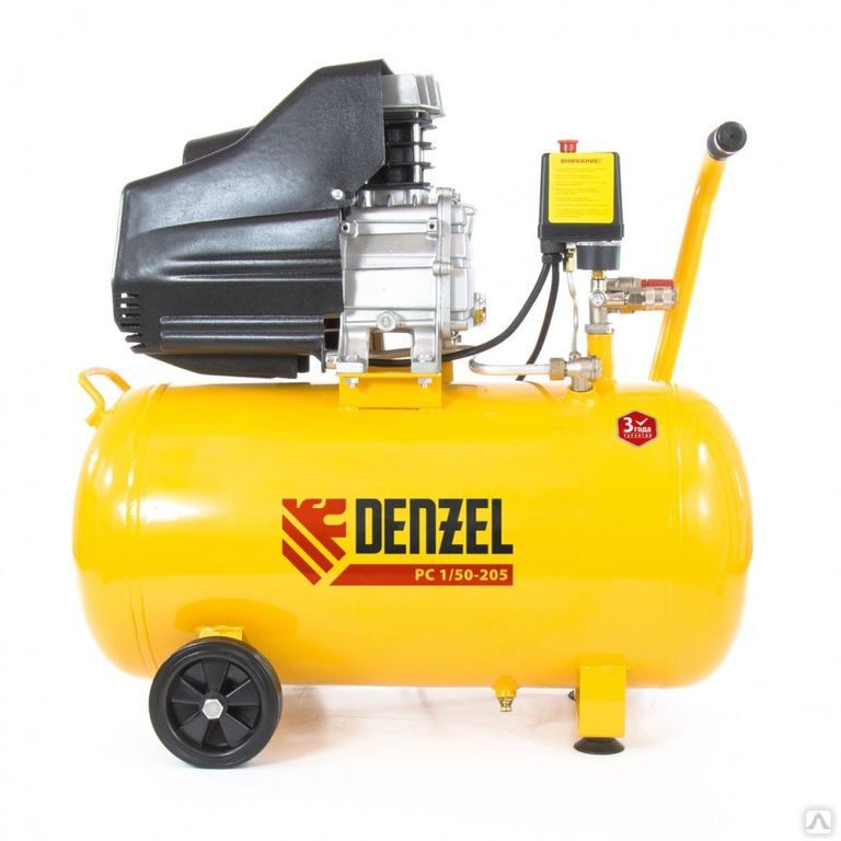 Компрессор пневматический Denzel 1,5 кВт, 206 л/мин, 50 л
