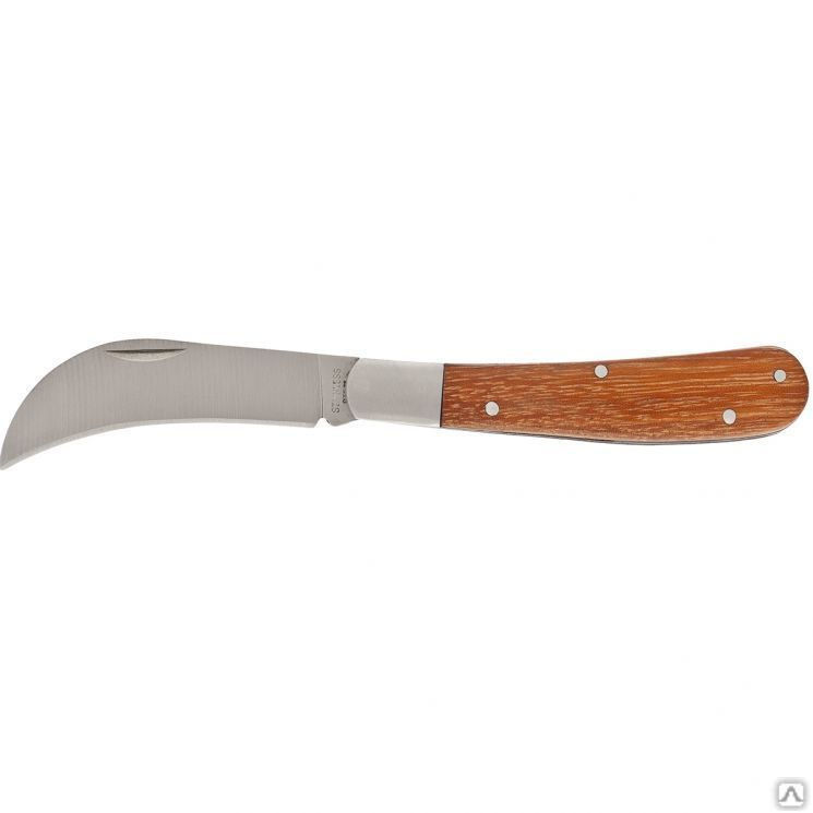 Нож садовый, 170 мм, складной, изогнутое лезвие, деревянная рукоятка PALISA