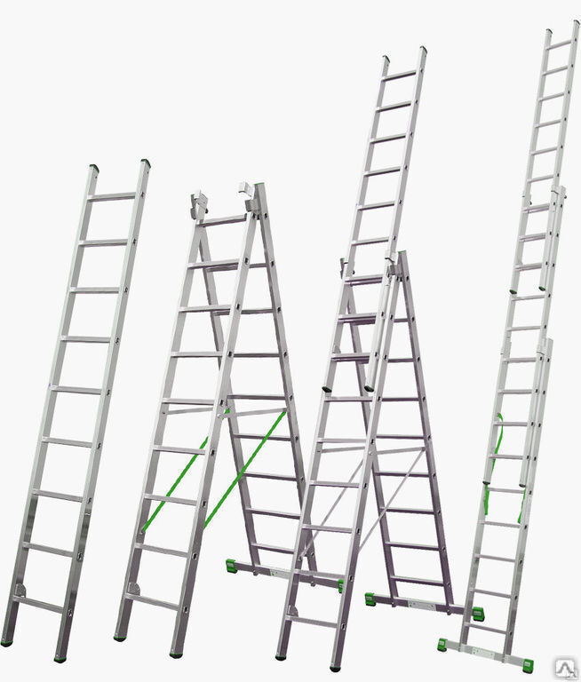 Лестница алюминиевая трехсекционная (3Х16 ступеней)