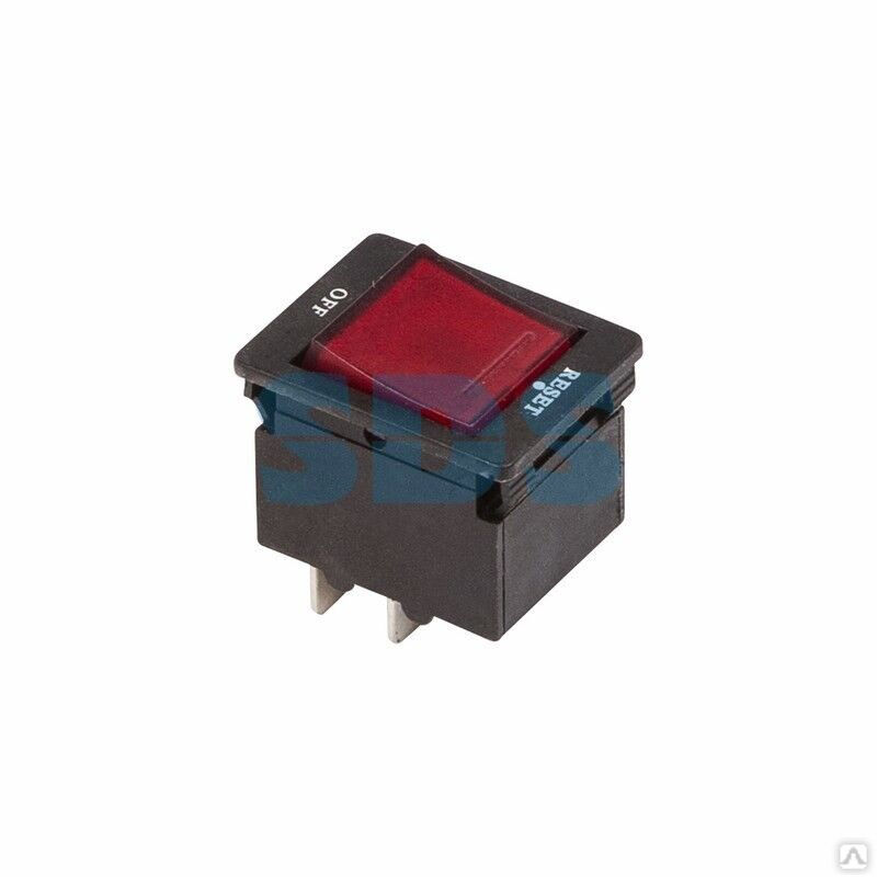 Выключатель - автомат клавишный 250V 10А (4с) RESET-OFF красный с подсветкой (IRS-2-R15) REXANT