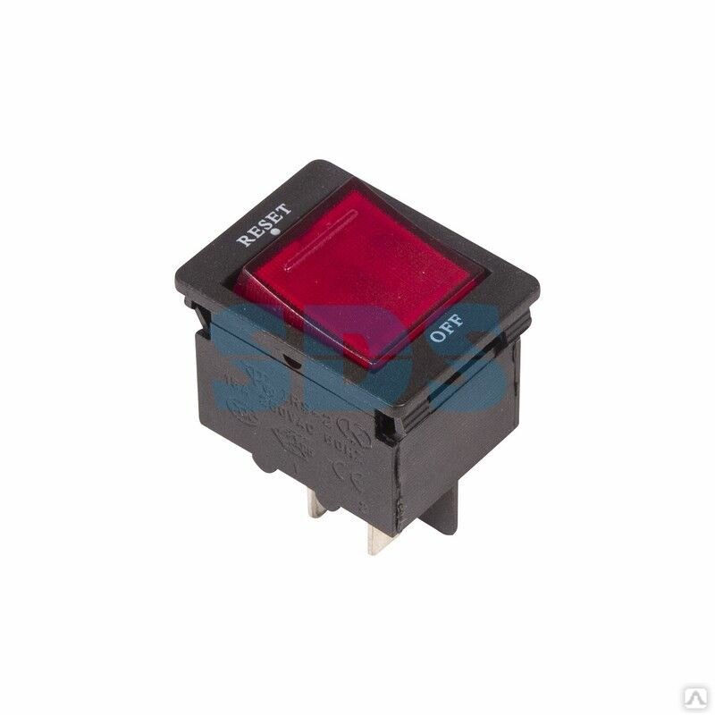 Выключатель - автомат клавишный 250 V 15А (4с) RESET-OFF красный с подсветкой REXANT