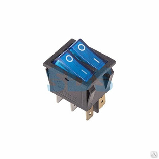 Выключатель клавишный 250 V 15А (6с) ON-OFF синий с подсветкой ДВОЙНОЙ REXANT 