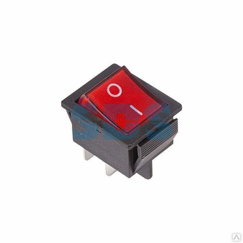 Выключатель клавишный 250 V 16А (4с) ON-OFF красный с подсветкой REXANT