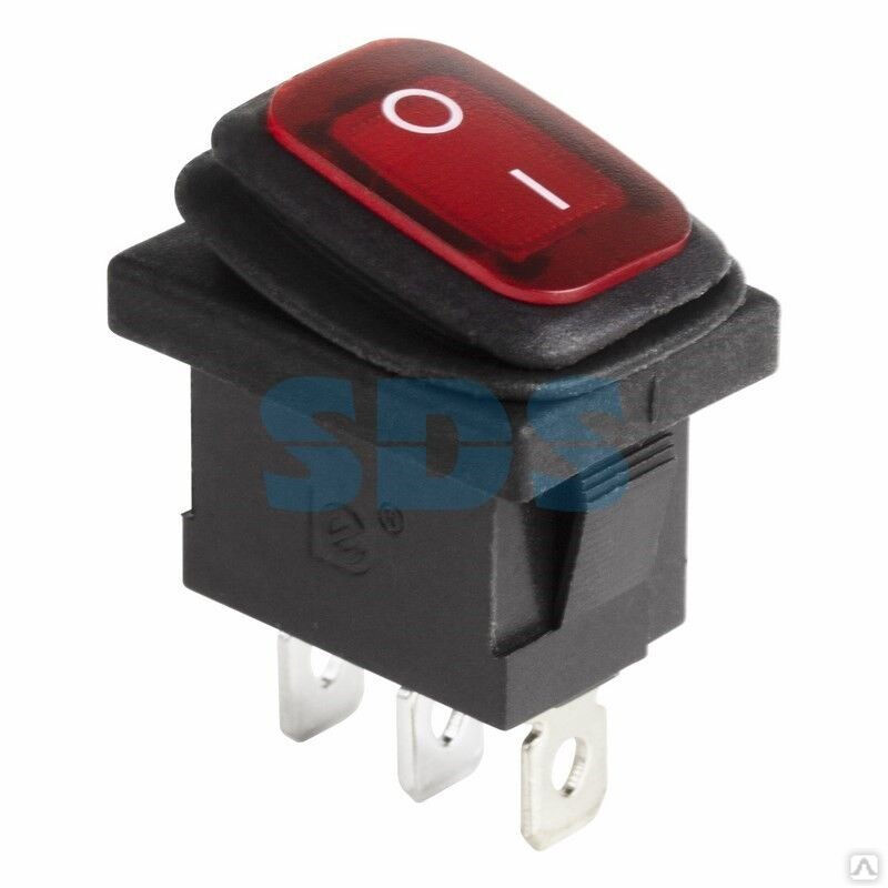 Выключатель клавишный 250 V 6А (3с) ON-OFF красный с подсветкой Mini ВЛАГОЗАЩИТА REXANT