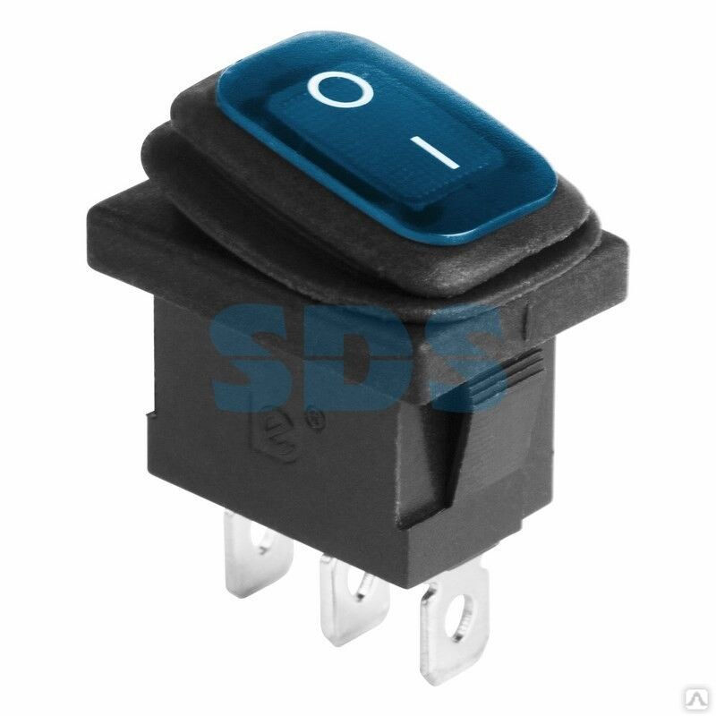 Выключатель клавишный 250 V 6А (3с) ON-OFF синий с подсветкой Mini ВЛАГОЗАЩИТА REXANT