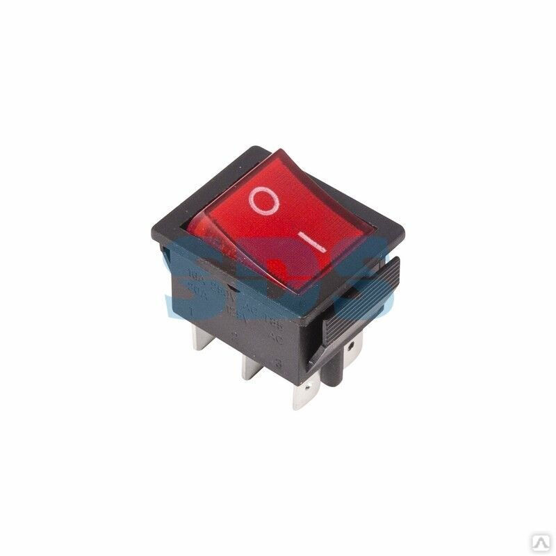 Выключатель клавишный 250 V 15А (6с) ON-ON красный с подсветкой REXANT