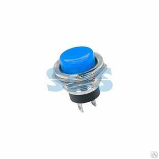 Выключатель-кнопка металл 250V 2А (2с) OFF-(ON) Ø16.2 синяя (RWD-306) REXANT 