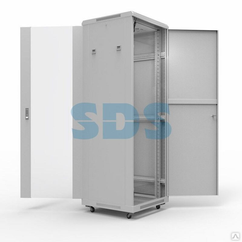Шкаф напольный 19" серии Standart 42U 600х600мм, передняя дверь стекло, задняя дверь металл, RAL 7035 2 части REXANT